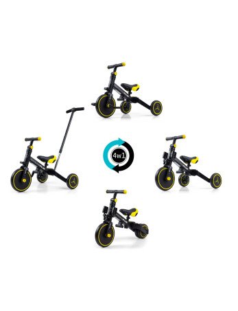 MILLY MALLY Triratukas OPTIMUS Plus 4in1 Juoda-Triratukai-Dviratukai ir triratukai