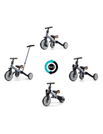 MILLY MALLY Triratukas OPTIMUS Plus 4in1 Pilka-Triratukai-Dviratukai ir triratukai