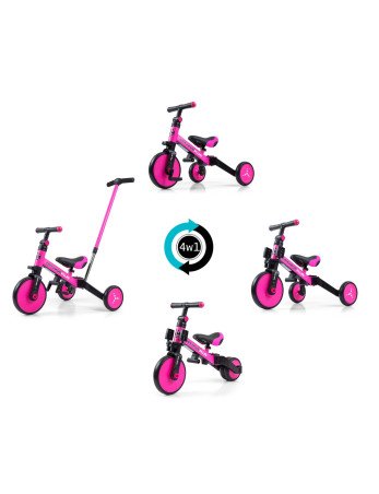 MILLY MALLY Triratukas OPTIMUS Plus 4in1 Rožinė-Triratukai-Dviratukai ir triratukai