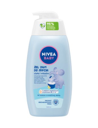 NIVEA BABY 80512 2-in-1 kūno ir plaukų plovimo gelis su dozatoriumi 500 ml