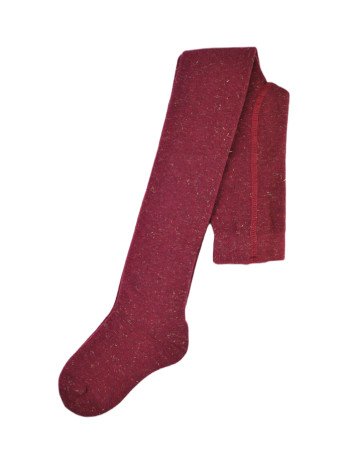 NOVITI RB002-G-04 Medvilninės pėdkelnės bordo spalvos melanžas aukso spalvos lureksas 104/110