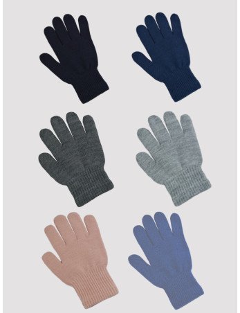 NOVITI RZ002-G-01 Mergaitiškos pirštinės 5p akrilo magic mix vienkartinės 12