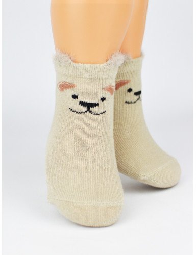 NOVITI SB044-B-02 Berniukų 3D kojinės doggy beige 6-12m