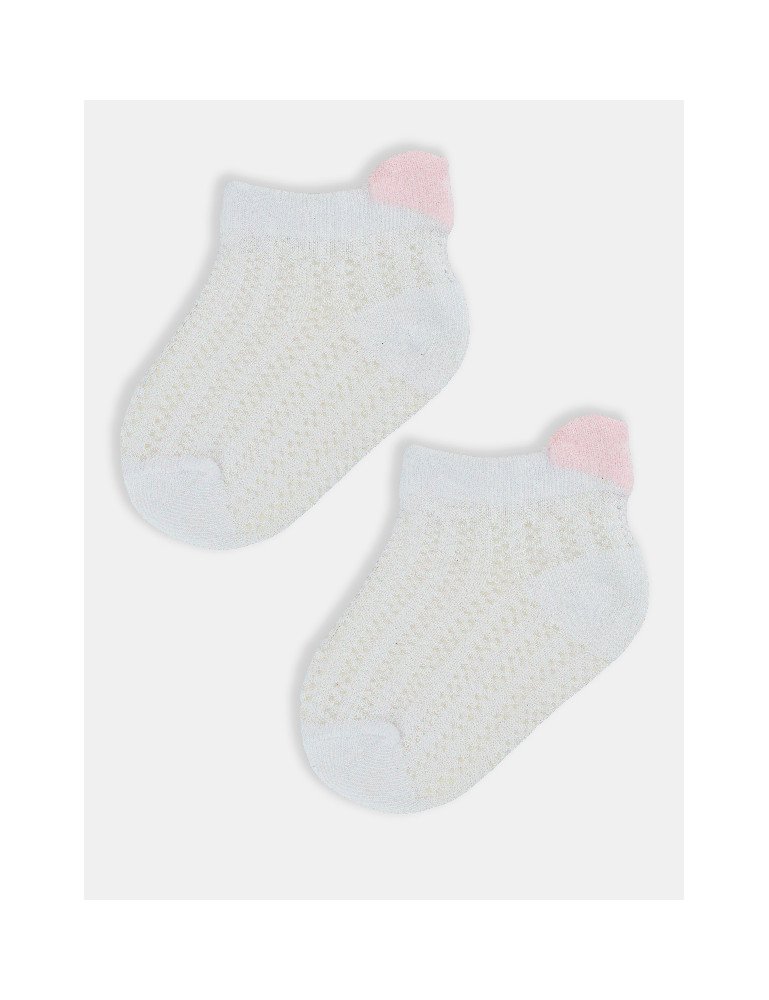 NOVITI SB071-G-01 Kūdikių kojinės 3D žakardinė širdelė balta 6-12m