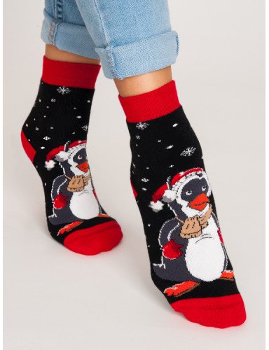 NOVITI SF012-U-02 XMAS Penguin frotinės kojinės 31/34