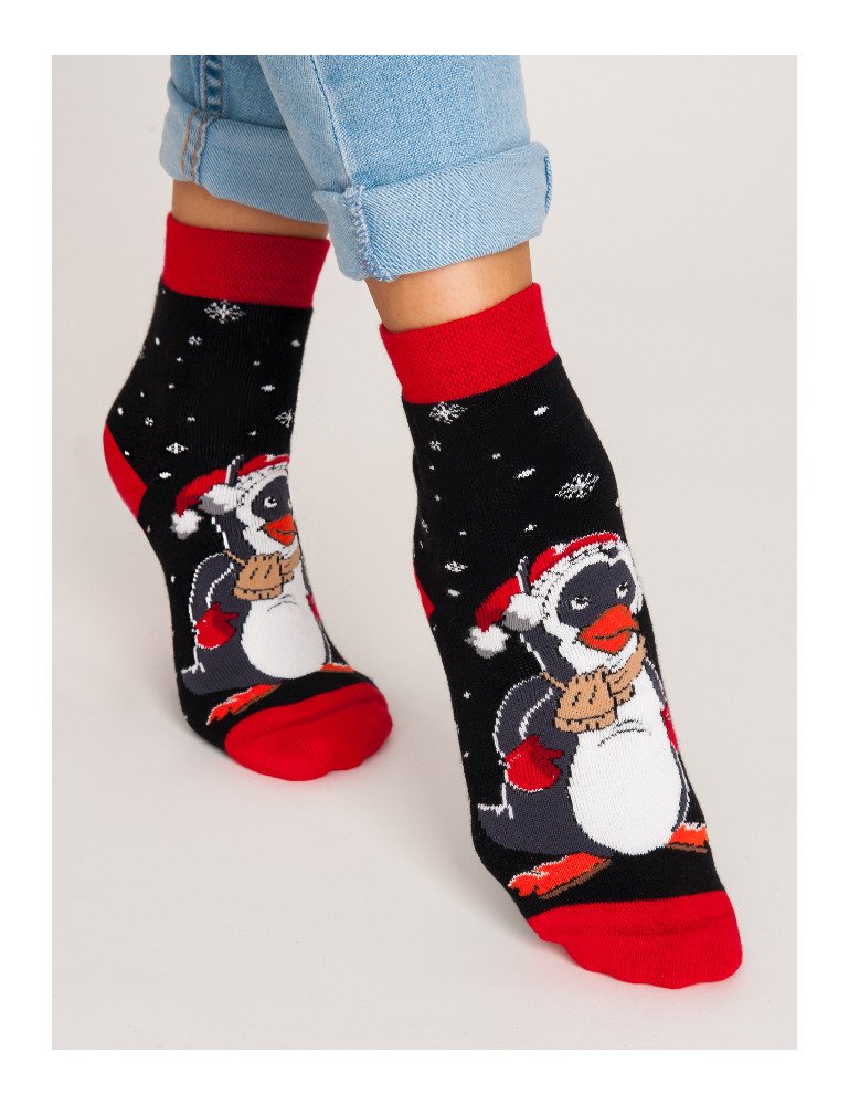 NOVITI SF012-U-02 XMAS Penguin frotinės kojinės 31/34
