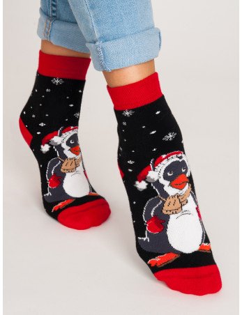 NOVITI SF012-U-02 XMAS Penguin frotinės kojinės 31/34
