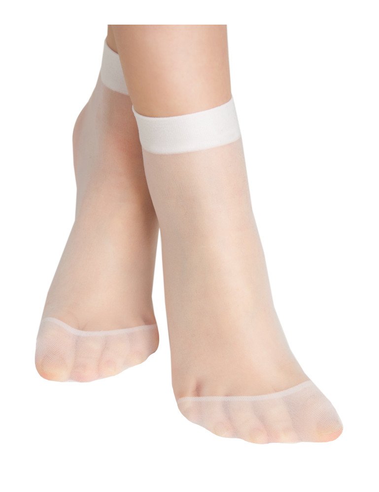 NOVITI SM003-G-01 Kojinės 20den paprastos baltos spalvos, 2 pakuotės, vieno dydžio
