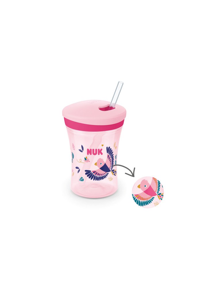 NUK 255574 EVOLUTION ACTION CUP 230 ml 12+ CAMELEON lašinamas puodelis