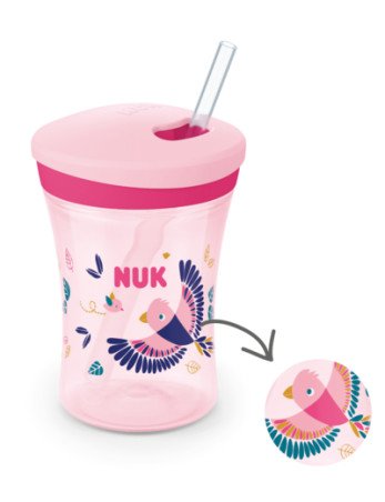 NUK 255574 EVOLUTION ACTION CUP 230 ml 12+ CAMELEON lašinamas puodelis