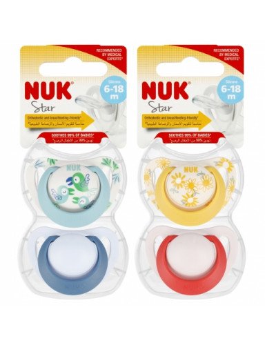 NUK 736726 STAR čiulptukas 6-18m 2 vnt