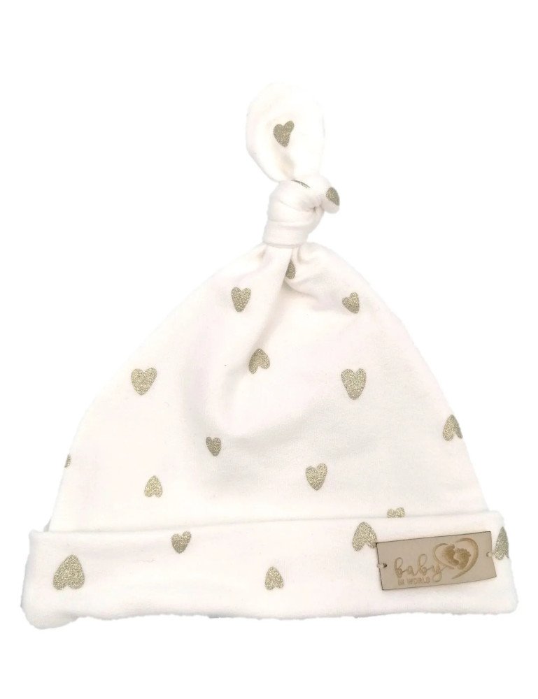 BABY 01089 Kūdikių kepuraitė smurfette hearts ecru 3-6m