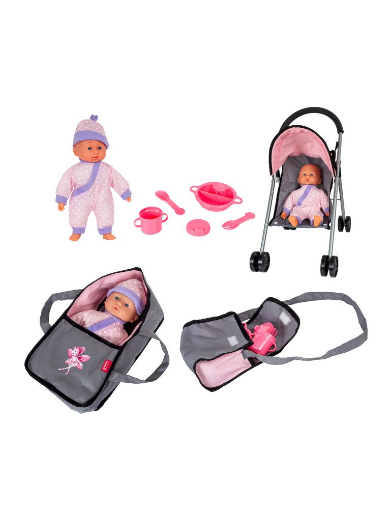 SMILY PLAY BD2118 Vaikiškas vežimėlis su lėle