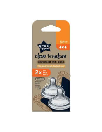 TOMMEE TIPPEE TTP42122452 Fast flow 2pak Anti-Colic buteliukų žindukai 6+