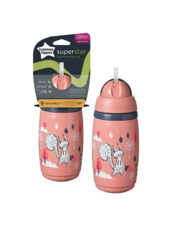 TOMMEE TIPPEE TTP447825 Superstar 266 ml rožinis buteliukas su šiaudeliu