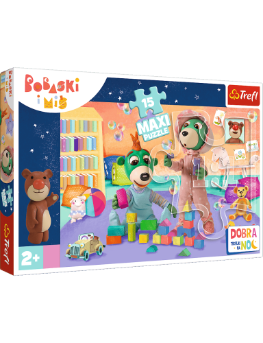 TREFL 14332 Dėlionė 15 MAXI Linksmasis bebrų pasaulis - Laba naktis, Treflikai nakčiai