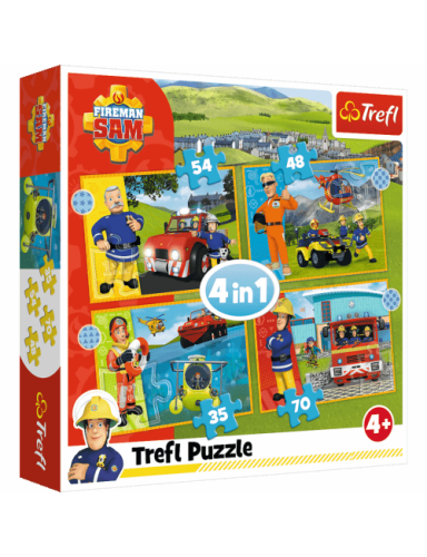 TREFL 34387 Dėlionė 4in1 "Drąsus ugniagesys Samas