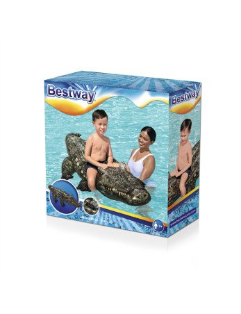 BESTWAY 41478 Pripučiamas plaukiojantis krokodilas su rankena 1.93x94-Čiužiniai-Kūdikių lovytės ir čiužiniai