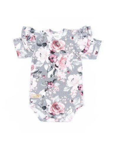BABY 01352 Kūdikių kostiumėlis trumpomis rankovėmis Grey Rose 68/74