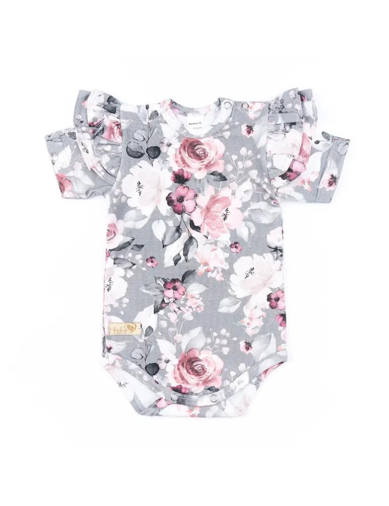 BABY 01352 Kūdikių kostiumėlis trumpomis rankovėmis Grey Rose 68/74