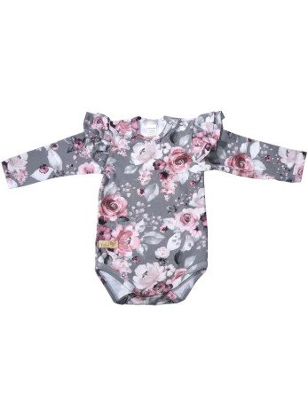 BABY 01356 Kūdikių bodžiukas ilgomis rankovėmis Grey Rose 80/86