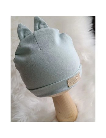 BABY 01572 Kūdikių kepuraitė su ausytėmis, megztinis Teal 0-3m